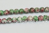 CRF21 15.5 inches 4mm round dyed rain flower stone beads wholesale