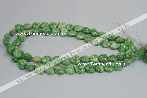 CRF212 15.5 inches 14*14mm heart dyed rain flower stone beads