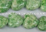 CRF214 15.5 inches 18*18mm heart dyed rain flower stone beads