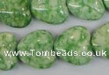 CRF215 15.5 inches 20*20mm heart dyed rain flower stone beads