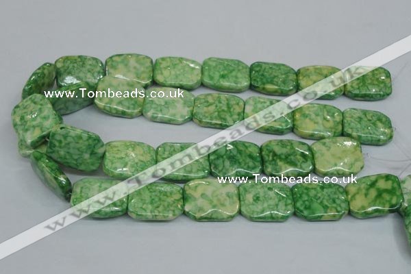 CRF225 15.5 inches 20*26mm rectangle dyed rain flower stone beads