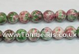 CRF23 15.5 inches 8mm round dyed rain flower stone beads wholesale