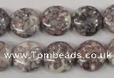 CRF238 15.5 inches 16mm flat round dyed rain flower stone beads