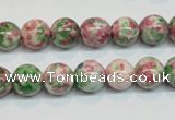 CRF24 15.5 inches 10mm round dyed rain flower stone beads wholesale