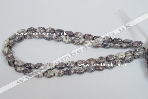 CRF243 15.5 inches 10*14mm oval dyed rain flower stone beads