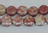 CRF255 15.5 inches 10mm flat round dyed rain flower stone beads