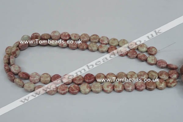 CRF255 15.5 inches 10mm flat round dyed rain flower stone beads