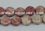 CRF256 15.5 inches 12mm flat round dyed rain flower stone beads