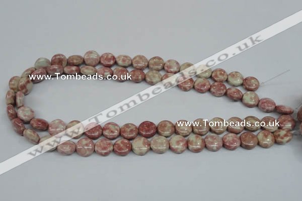 CRF256 15.5 inches 12mm flat round dyed rain flower stone beads