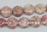 CRF257 15.5 inches 14mm flat round dyed rain flower stone beads