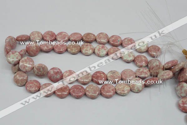 CRF258 15.5 inches 16mm flat round dyed rain flower stone beads