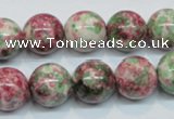 CRF26 15.5 inches 14mm round dyed rain flower stone beads wholesale