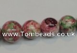 CRF31 15.5 inches multi sizes round dyed rain flower stone beads