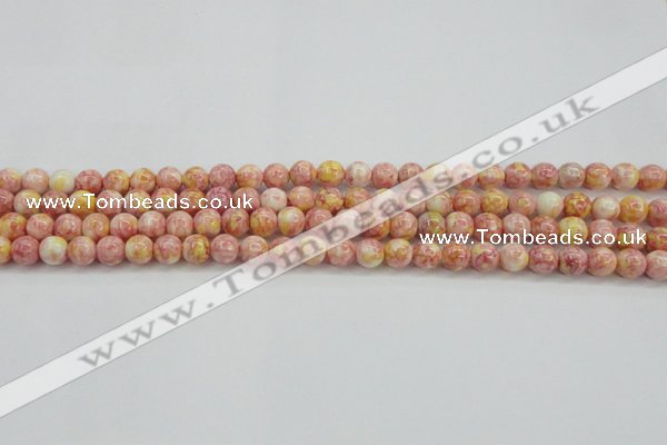 CRF314 15.5 inches 4mm round dyed rain flower stone beads wholesale