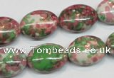 CRF33 15.5 inches 13*18mm oval dyed rain flower stone beads wholesale