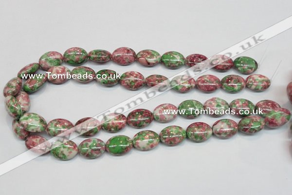 CRF33 15.5 inches 13*18mm oval dyed rain flower stone beads wholesale
