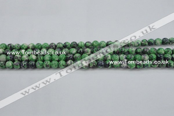 CRF349 15.5 inches 4mm round dyed rain flower stone beads wholesale