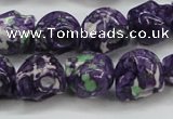 CRF365 15.5 inches 11*12mm skull dyed rain flower stone beads