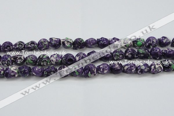 CRF365 15.5 inches 11*12mm skull dyed rain flower stone beads