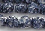 CRF367 15.5 inches 11*12mm skull dyed rain flower stone beads