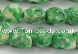 CRF371 15.5 inches 11*12mm skull dyed rain flower stone beads