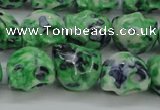 CRF372 15.5 inches 11*12mm skull dyed rain flower stone beads