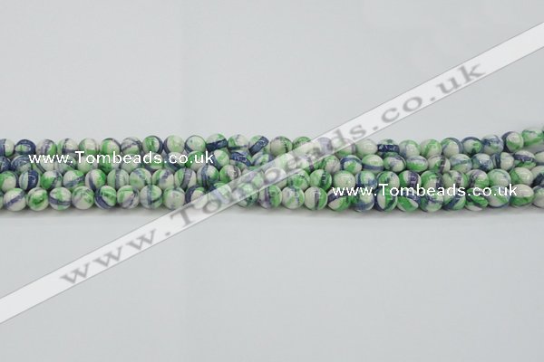 CRF386 15.5 inches 4mm round dyed rain flower stone beads wholesale