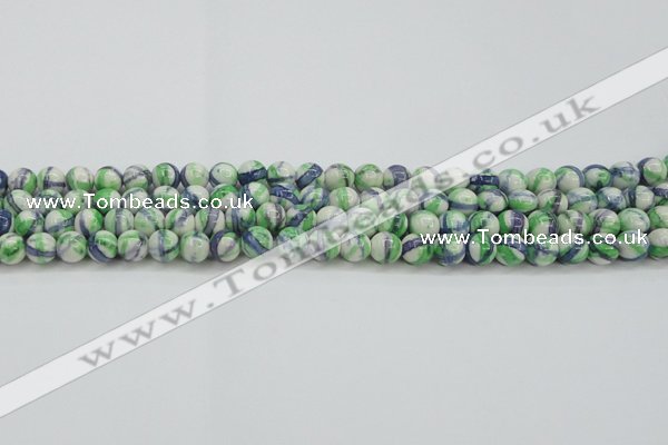 CRF387 15.5 inches 6mm round dyed rain flower stone beads wholesale