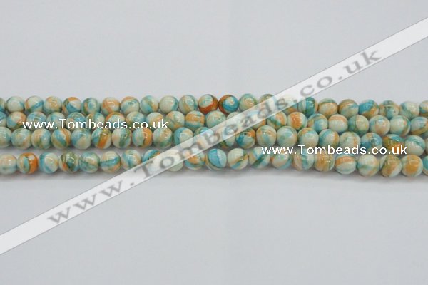 CRF393 15.5 inches 6mm round dyed rain flower stone beads wholesale
