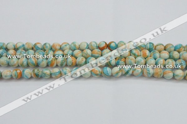 CRF394 15.5 inches 8mm round dyed rain flower stone beads wholesale