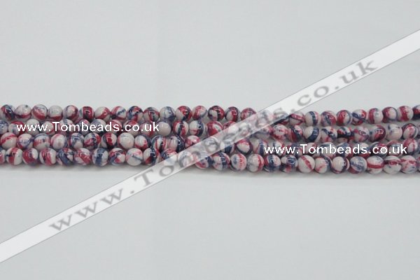 CRF404 15.5 inches 4mm round dyed rain flower stone beads wholesale