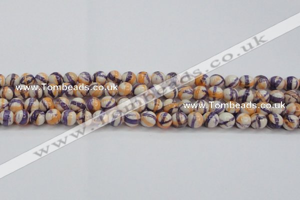 CRF412 15.5 inches 8mm round dyed rain flower stone beads wholesale