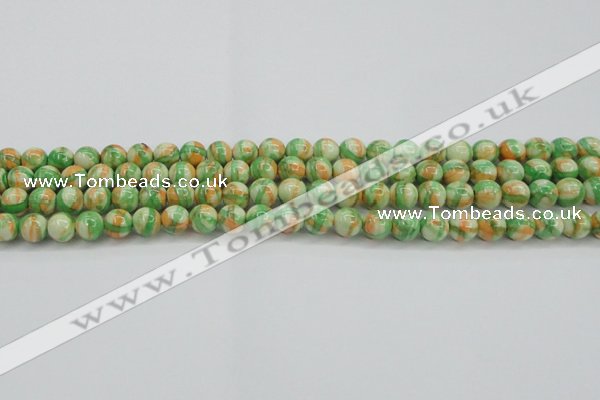 CRF417 15.5 inches 6mm round dyed rain flower stone beads wholesale