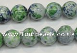 CRF47 15.5 inches 14mm round dyed rain flower stone beads wholesale