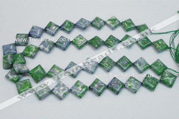 CRF53 15.5 inches 15*15mm diamond dyed rain flower stone beads