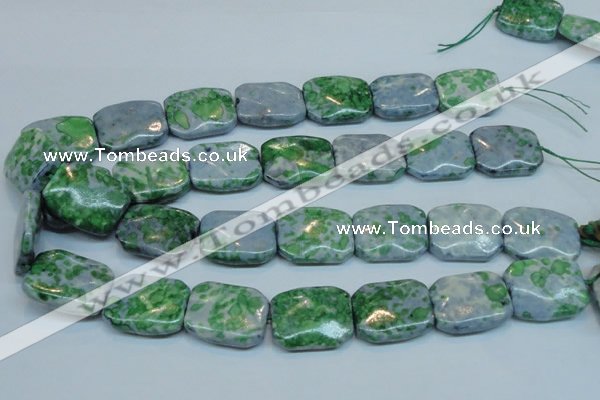 CRF54 15.5 inches 20*26mm rectangle dyed rain flower stone beads