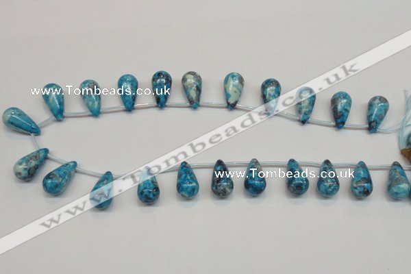 CRF68 11*21mm top-drilled teardrop dyed rain flower stone beads