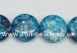 CRF70 15.5 inches 20mm flat round dyed rain flower stone beads