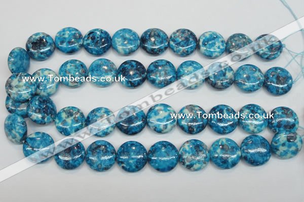 CRF70 15.5 inches 20mm flat round dyed rain flower stone beads