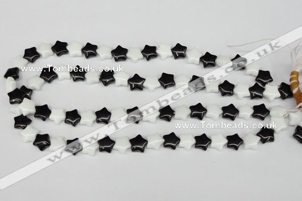 CRG01 15.5 inches 12*12mm star black & white agate beads wholesale