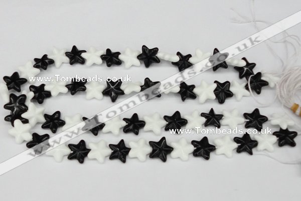 CRG23 15.5 inches 16*16mm star black & white agate gemstone beads