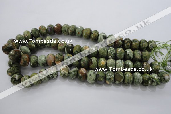 CRH124 15.5 inches 12*16mm faceted rondelle rhyolite gemstone beads