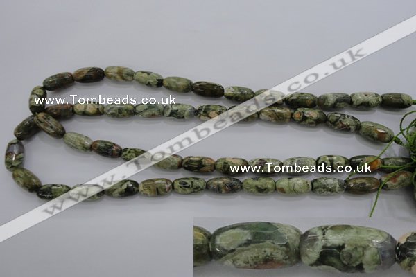 CRH129 15.5 inches 8*16mm faceted rice rhyolite gemstone beads