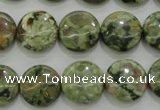CRH142 15.5 inches 14mm flat round rhyolite gemstone beads
