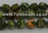 CRH161 15.5 inches 6mm faceted nuggets rhyolite gemstone beads