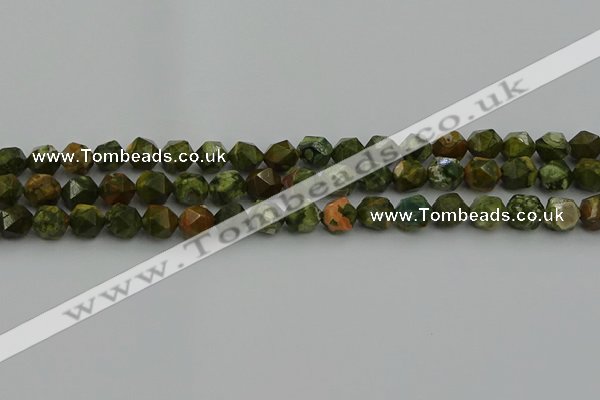 CRH162 15.5 inches 8mm faceted nuggets rhyolite gemstone beads