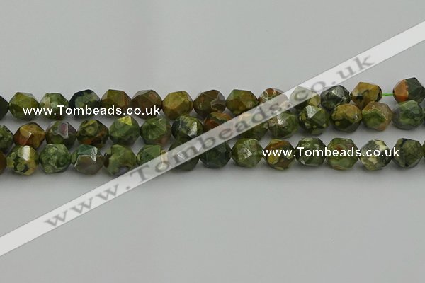 CRH164 15.5 inches 12mm faceted nuggets rhyolite gemstone beads