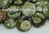 CRH37 15.5 inches 16mm flat round rhyolite beads wholesale