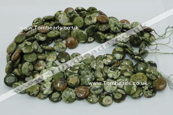 CRH37 15.5 inches 16mm flat round rhyolite beads wholesale