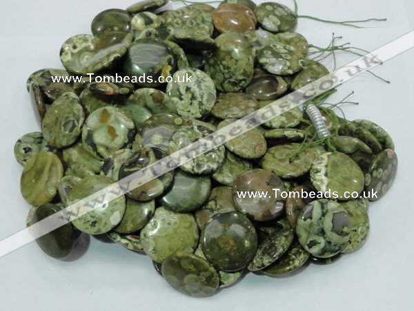 CRH38 15.5 inches 18mm flat round rhyolite beads wholesale